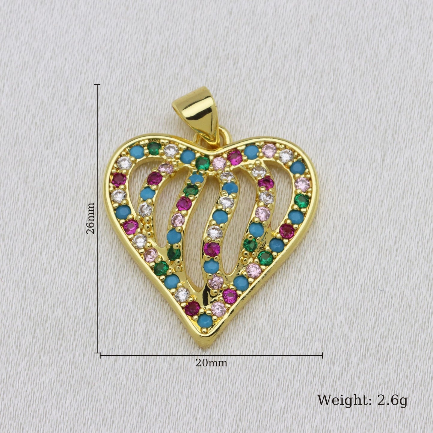 Heart Shape Copper Pendant With 18K Real Gold Plated Finish And Zircon Inlay, Featuring Waterproof Non Tarnish Craftsmanship In Gold