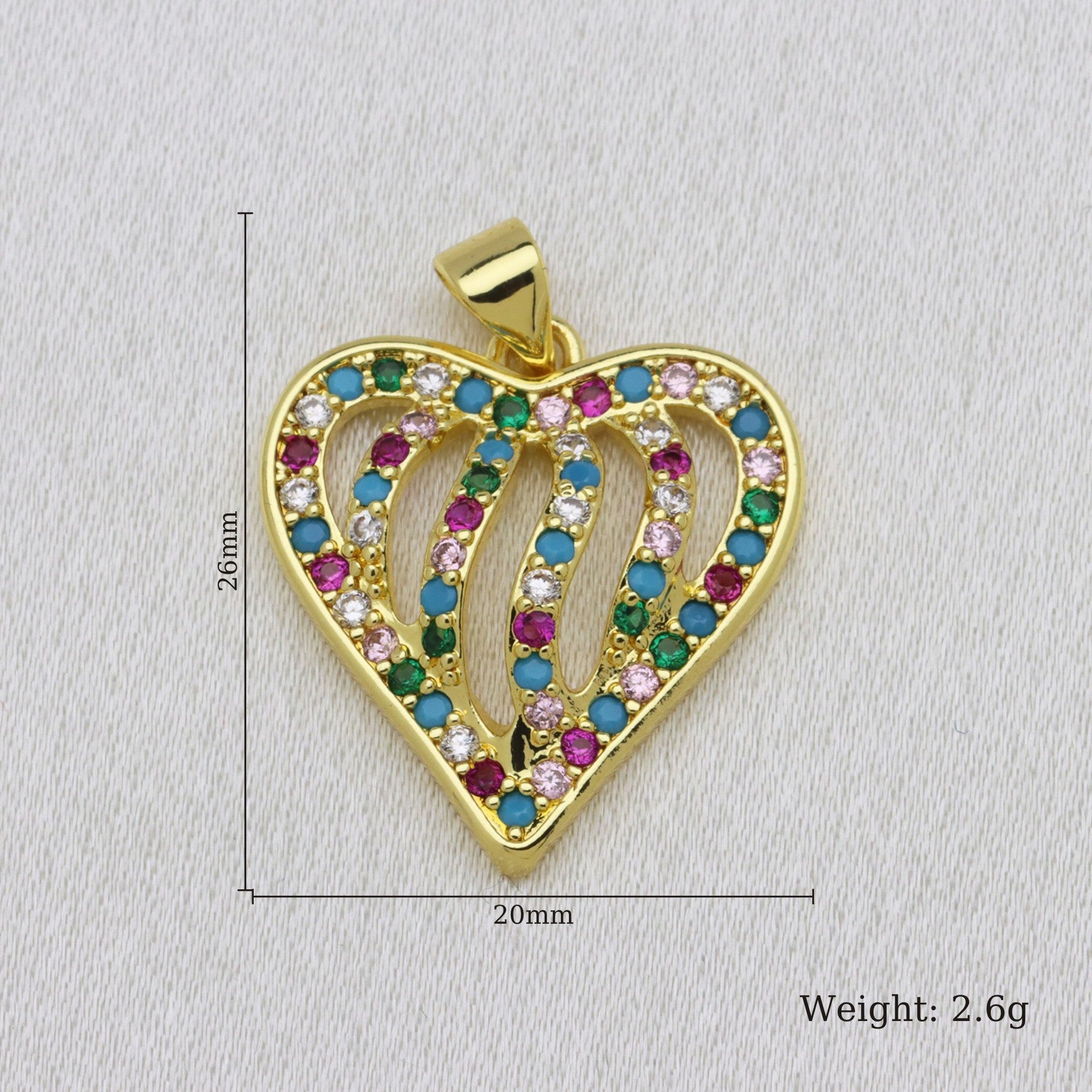 Heart Shape Copper Pendant With 18K Real Gold Plated Finish And Zircon Inlay, Featuring Waterproof Non Tarnish Craftsmanship In Gold