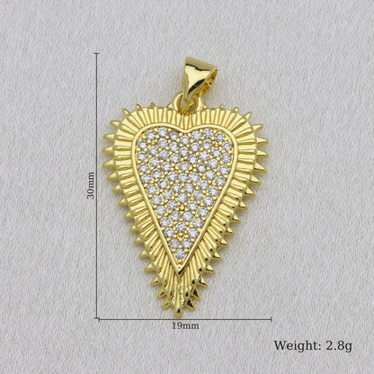 Heart Shape Copper Pendant With 18K Real Gold Plated Finish And Zircon Inlay, Featuring Waterproof Non Tarnish Craftsmanship In Gold