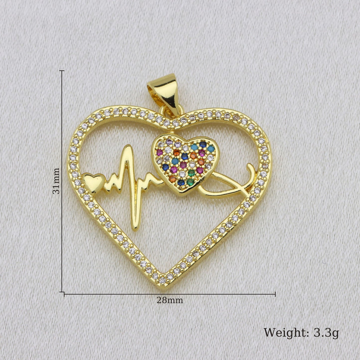 Heart Shape Copper Pendant With 18K Real Gold Plated Finish And Zircon Inlay, Featuring Waterproof Non Tarnish Craftsmanship In Gold