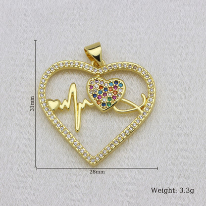 Heart Shape Copper Pendant With 18K Real Gold Plated Finish And Zircon Inlay, Featuring Waterproof Non Tarnish Craftsmanship In Gold