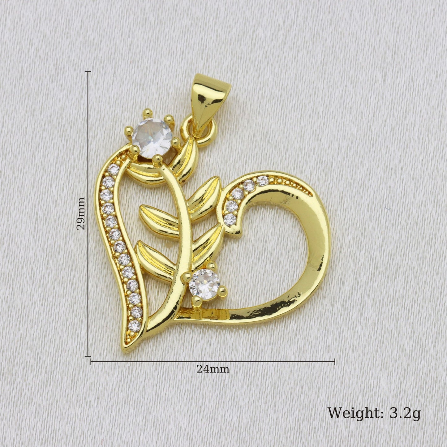 Heart Shape Copper Pendant With 18K Real Gold Plated Finish And Zircon Inlay, Featuring Waterproof Non Tarnish Craftsmanship In Gold