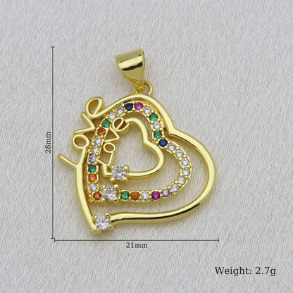 Heart Shape Copper Pendant With 18K Real Gold Plated Finish And Zircon Inlay, Featuring Waterproof Non Tarnish Craftsmanship In Gold