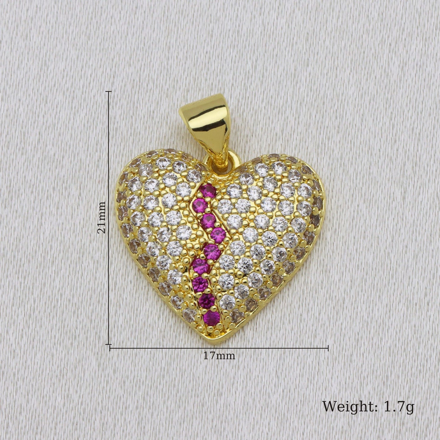 Heart Shape Copper Pendant With 18K Real Gold Plated Finish And Zircon Inlay, Featuring Waterproof Non Tarnish Craftsmanship In Gold