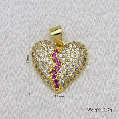 Heart Shape Copper Pendant With 18K Real Gold Plated Finish And Zircon Inlay, Featuring Waterproof Non Tarnish Craftsmanship In Gold
