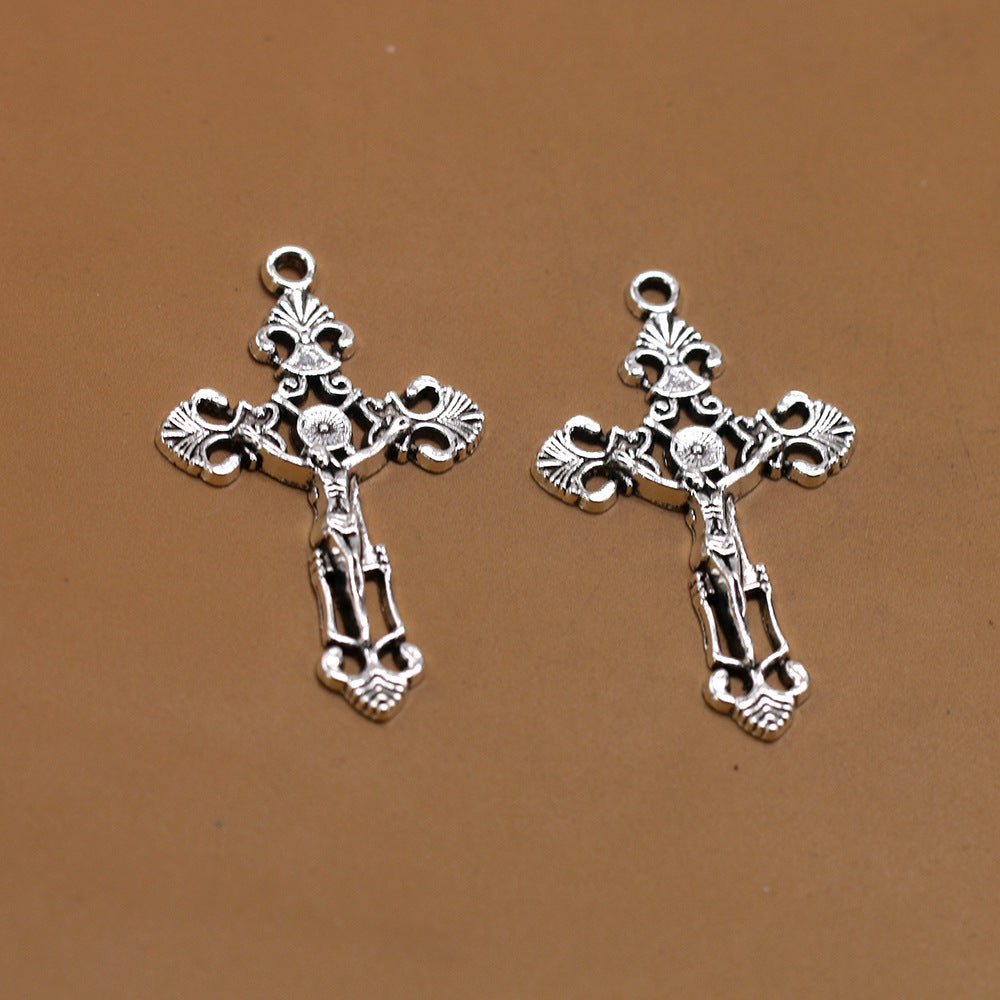 Retro Style Alloy Cross Pendant With Electroplated Finish, Jewelry Accessories