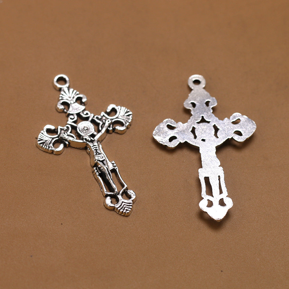 Retro Style Alloy Cross Pendant With Electroplated Finish, Jewelry Accessories