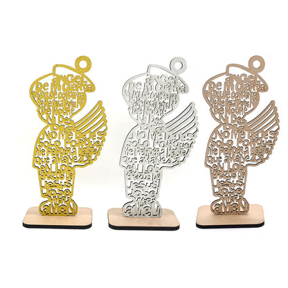 Wooden Angel Ornament In Gold For National Day Home Decor And Party Supplies