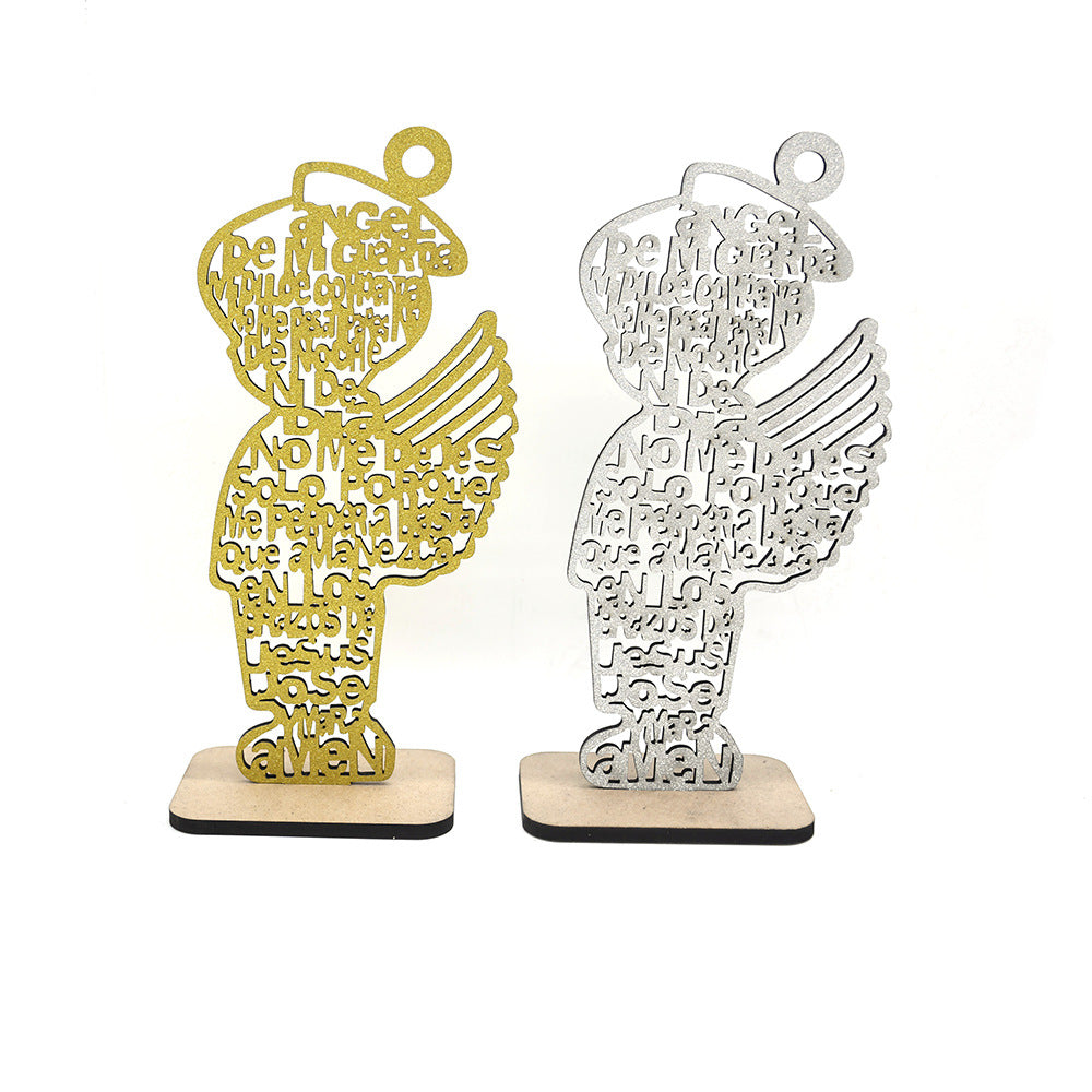 Wooden Angel Ornament In Gold For National Day Home Decor And Party Supplies