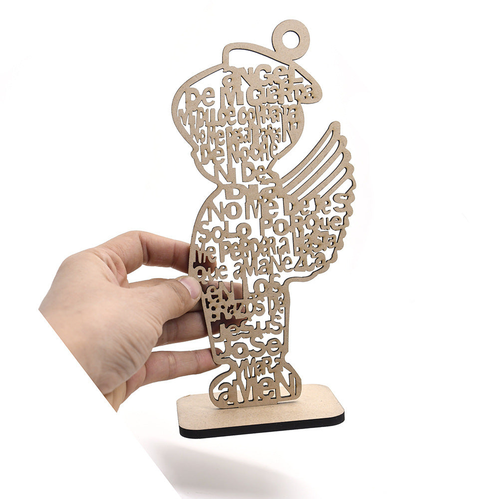 Wooden Angel Ornament In Gold For National Day Home Decor And Party Supplies