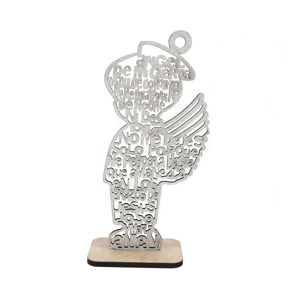 Wooden Angel Ornament In Gold For National Day Home Decor And Party Supplies
