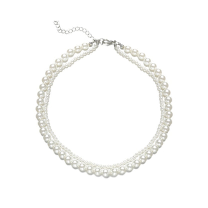 Baroque Style Three Layer Pearl Necklace With Beaded Chain Featuring Resin Pendant For Women