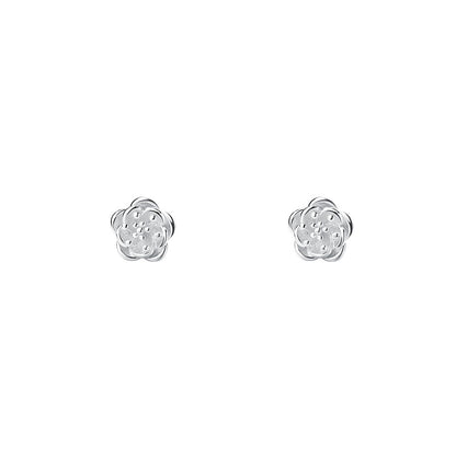 Sweet Flowers Stud Earrings For Women In S999 Silver Featuring Elegant Silver Tone