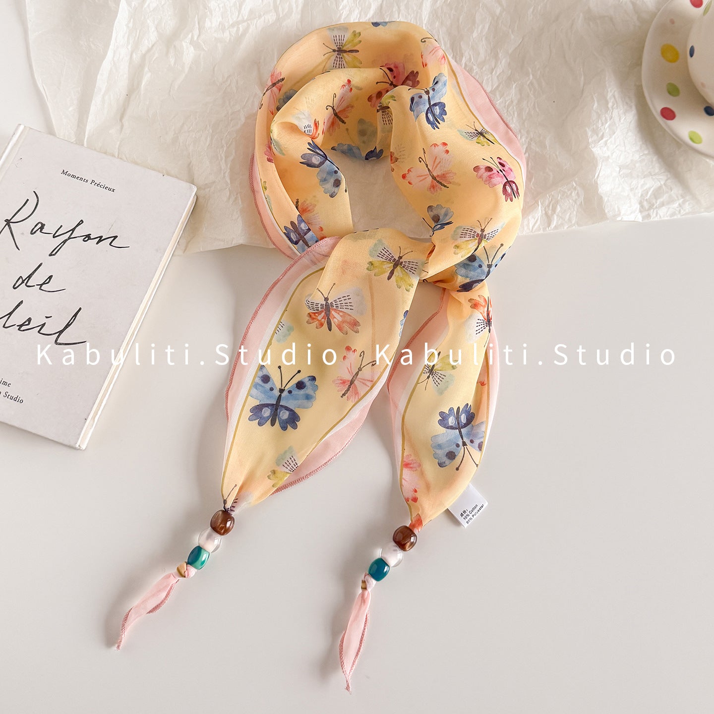 Lingge Original Design Silk Scarf In Natural Pink, Perfect For Spring