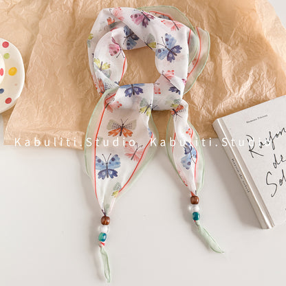 Lingge Original Design Silk Scarf In Natural Pink, Perfect For Spring
