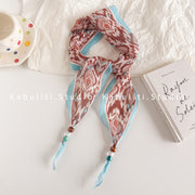 Wind-dyed Patterned Beaded Rhombus Scarf - Dark Brown