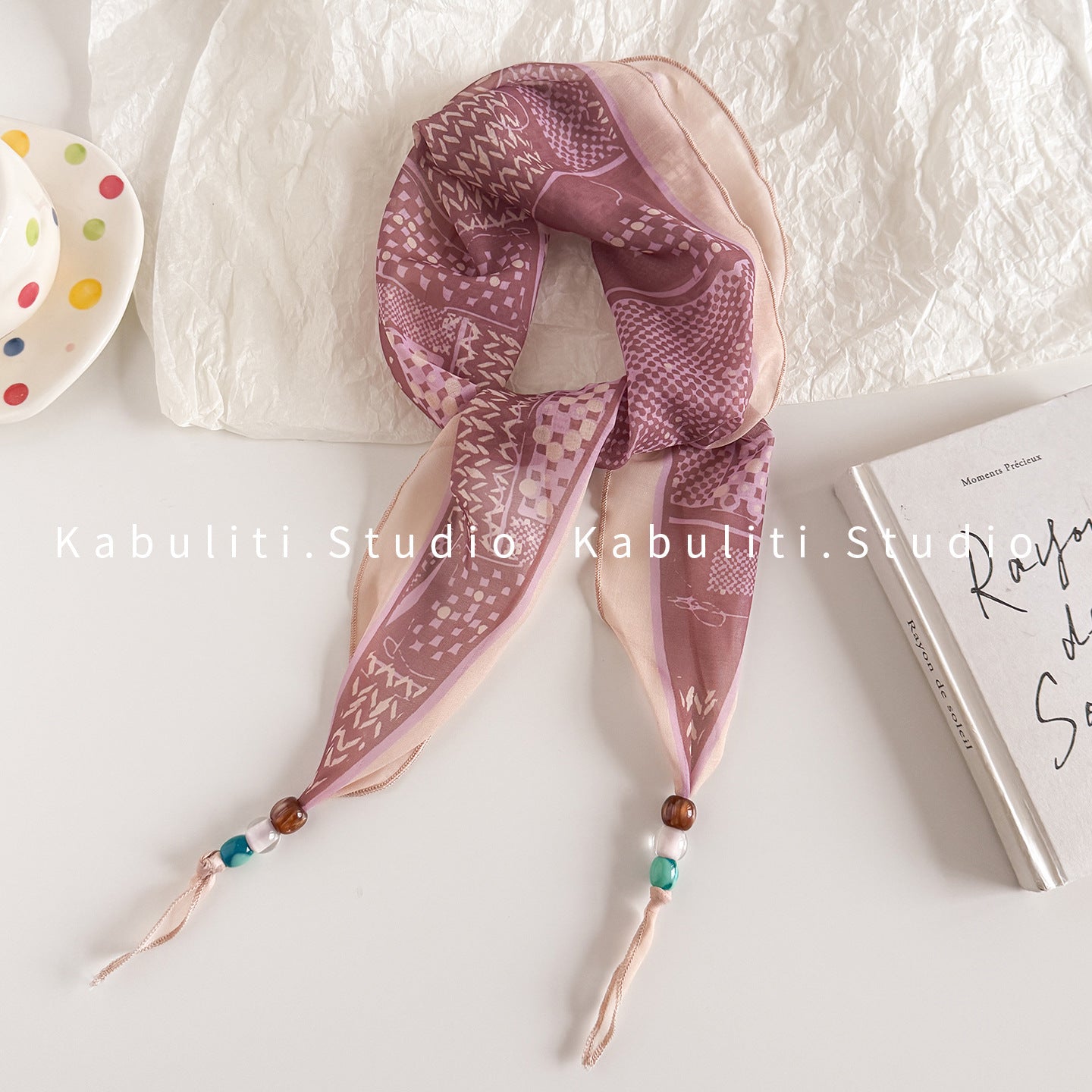 Lingge Original Design Silk Scarf In Natural Pink, Perfect For Spring