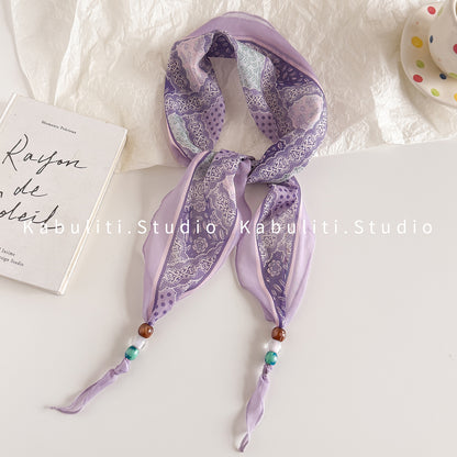 Lingge Original Design Silk Scarf In Natural Pink, Perfect For Spring
