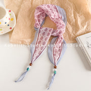 Pear-shaped Cashew Bead Buckle Diamond-shaped Scarf - Pink