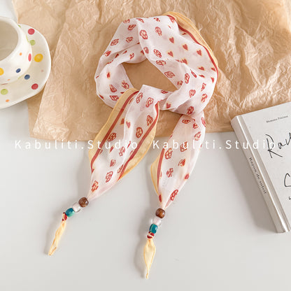 Lingge Original Design Silk Scarf In Natural Pink, Perfect For Spring