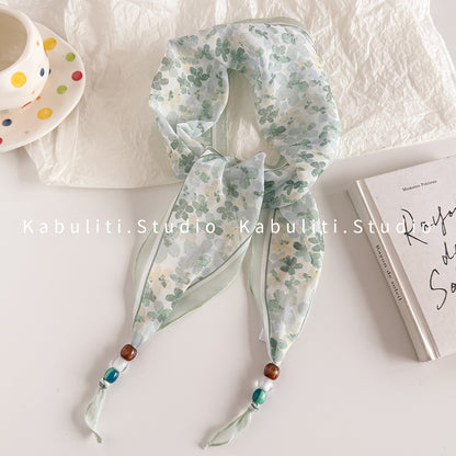 Lingge Original Design Silk Scarf In Natural Pink, Perfect For Spring