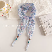 Four-petal Hyacinth Bead Rhombus Scarf - Light Blue