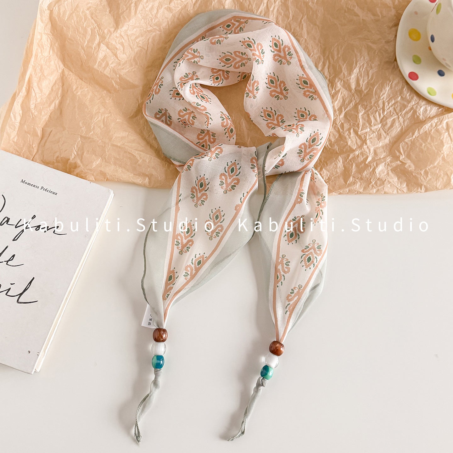 Lingge Original Design Silk Scarf In Natural Pink, Perfect For Spring