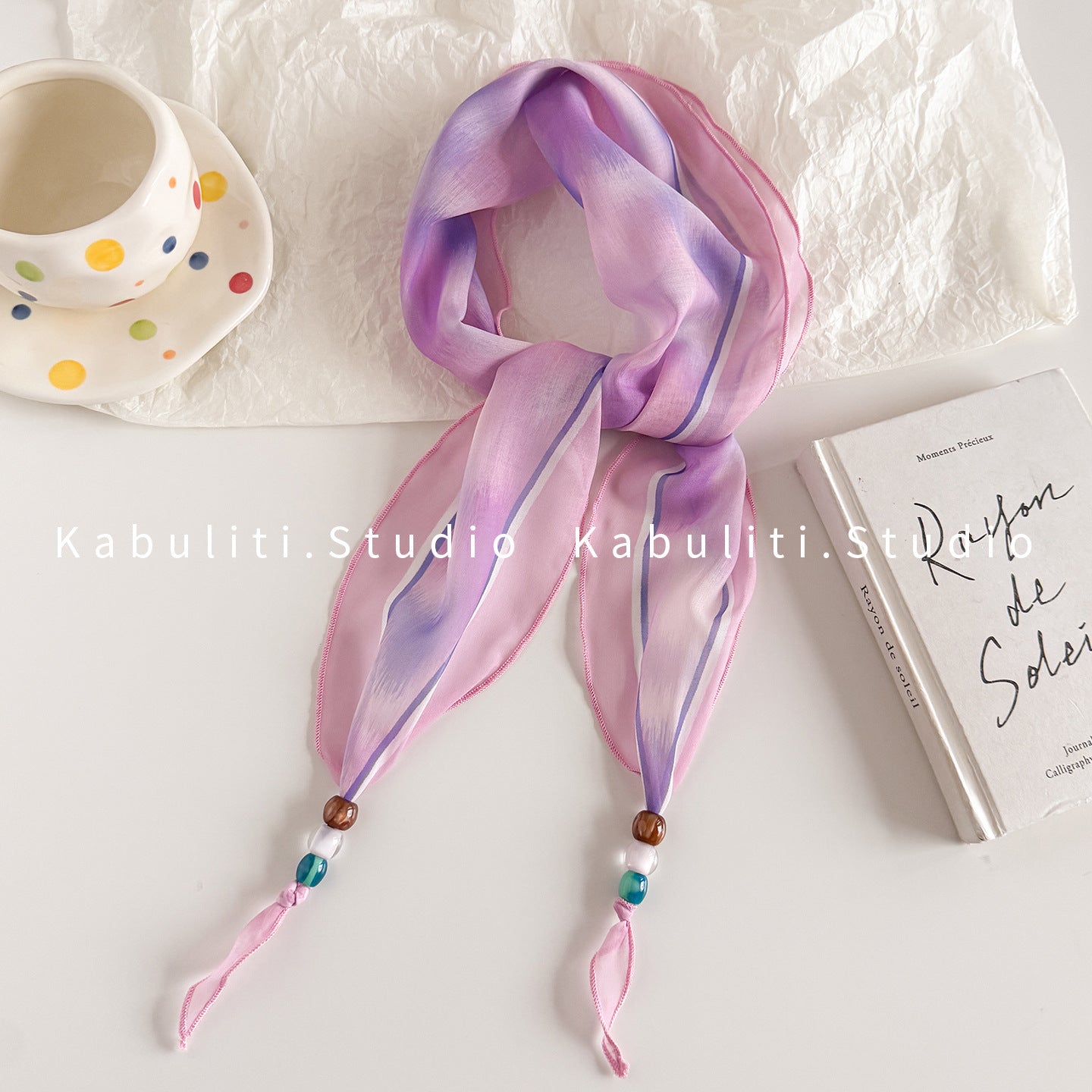 Lingge Original Design Silk Scarf In Natural Pink, Perfect For Spring