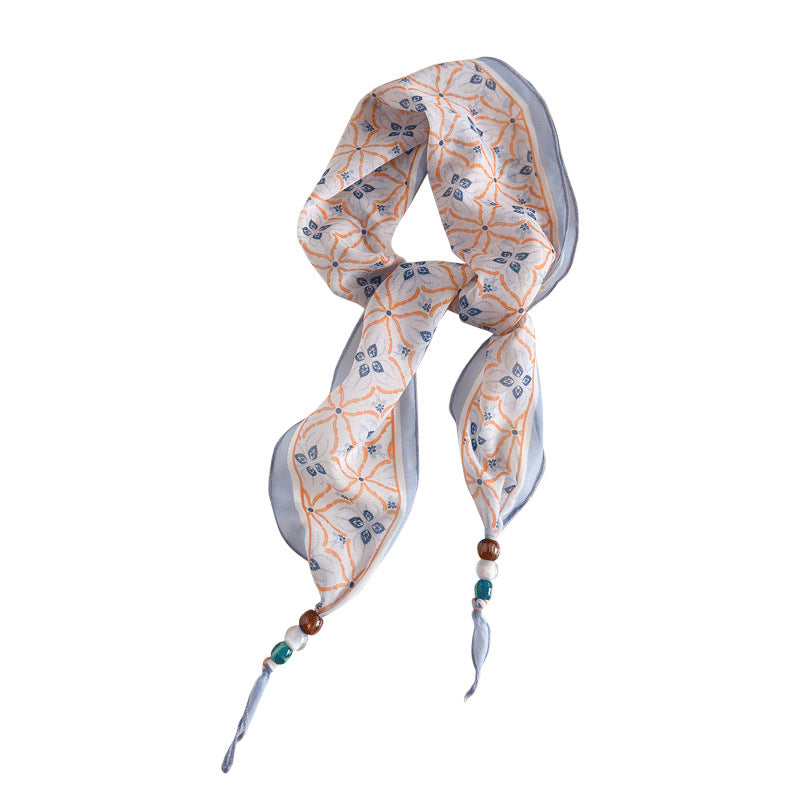 Lingge Original Design Silk Scarf In Natural Pink, Perfect For Spring