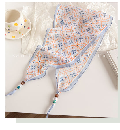 Lingge Original Design Silk Scarf In Natural Pink, Perfect For Spring