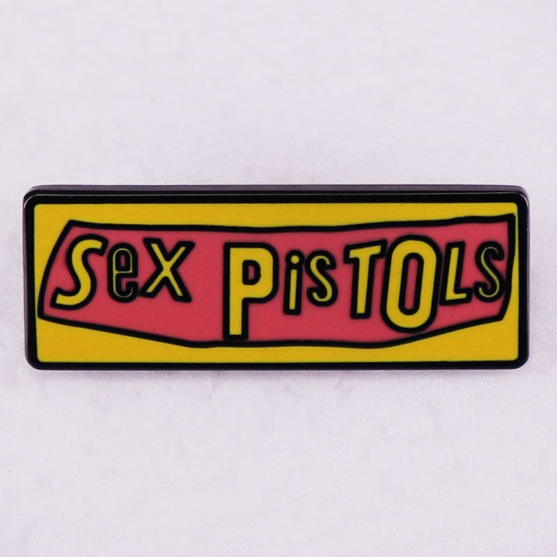 Alloy Band Pin With Enamel Craft In Dyed Black