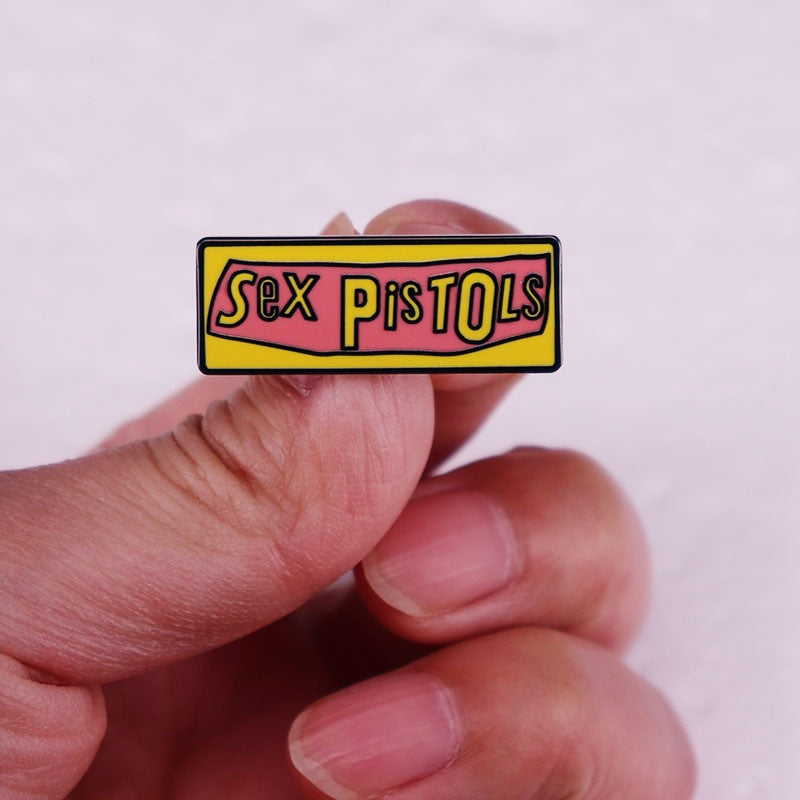 Alloy Band Pin With Enamel Craft In Dyed Black
