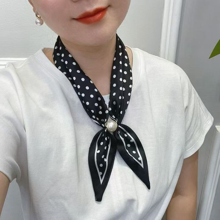 Women’s Satin Scarf Ring With Round Dots Pattern In Multicolor, Perfect For Spring Accessories