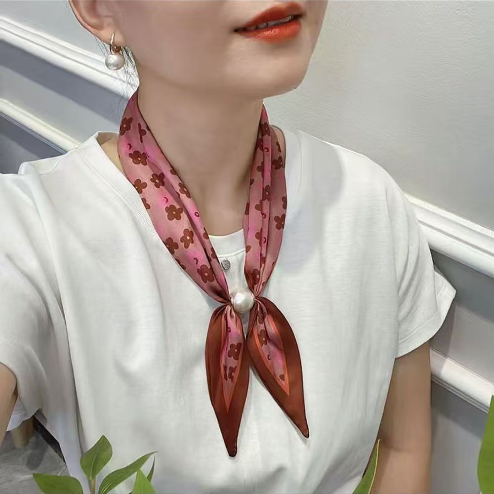 Women’s Satin Scarf Ring With Round Dots Pattern In Multicolor, Perfect For Spring Accessories