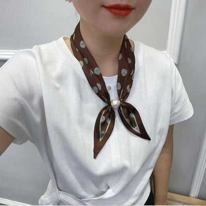 Women’s Satin Scarf Ring With Round Dots Pattern In Multicolor, Perfect For Spring Accessories