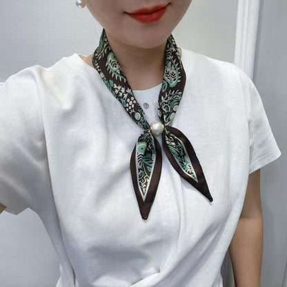 Women’s Satin Scarf Ring With Round Dots Pattern In Multicolor, Perfect For Spring Accessories