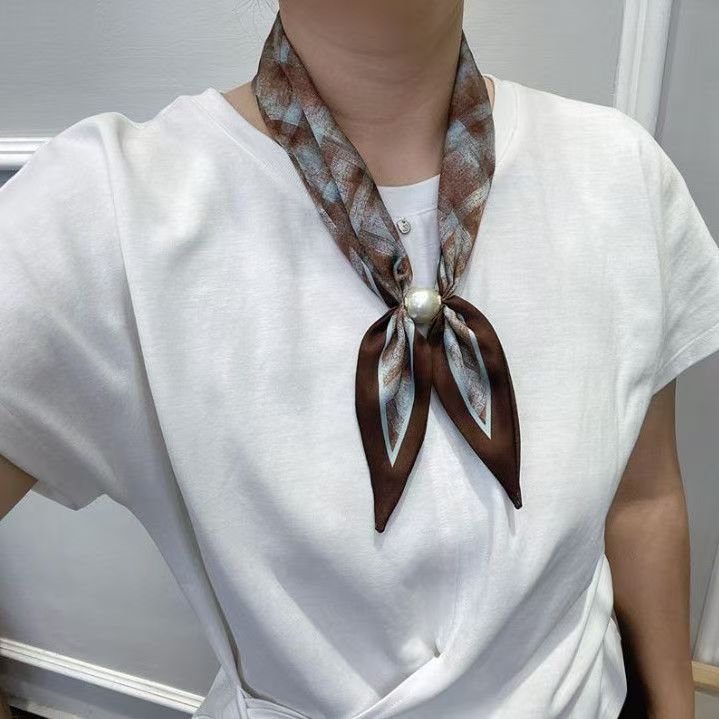 Women’s Satin Scarf Ring With Round Dots Pattern In Multicolor, Perfect For Spring Accessories
