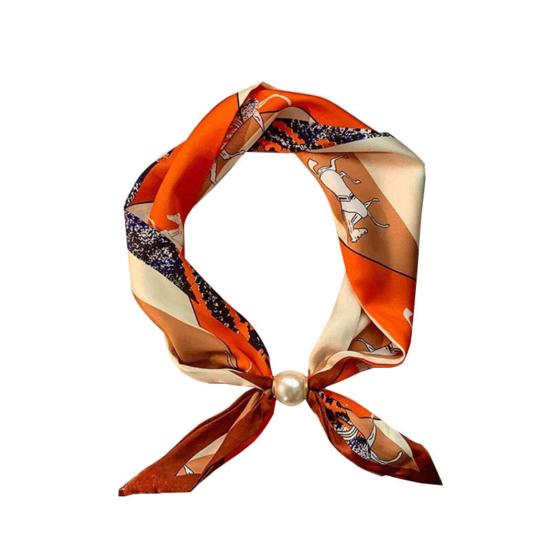 Women’s Satin Scarf Ring With Round Dots Pattern In Multicolor, Perfect For Spring Accessories