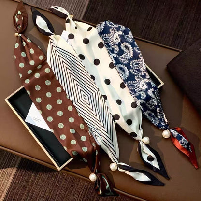 Women’s Satin Scarf Ring With Round Dots Pattern In Multicolor, Perfect For Spring Accessories