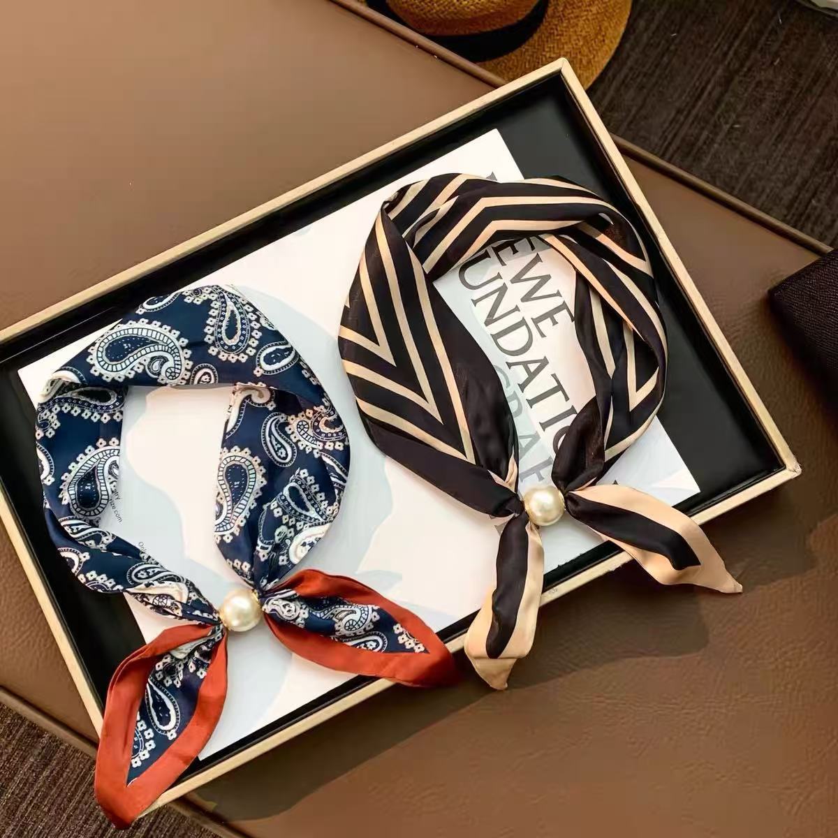 Women’s Satin Scarf Ring With Round Dots Pattern In Multicolor, Perfect For Spring Accessories