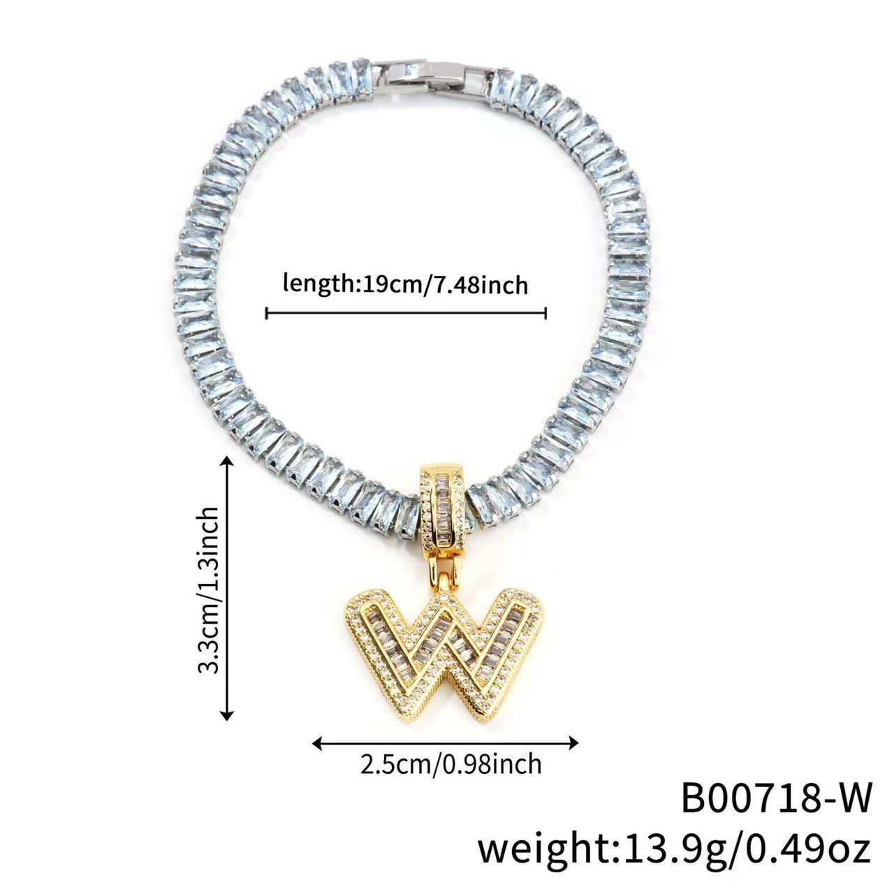 Electroplated 18K Real Gold Plated Copper Letter Bracelet With Zircon Inlay For Women