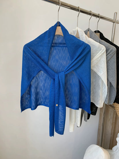 Solid Color Knit Shawl For Women In Coffer, Lightweight Summer Accessory