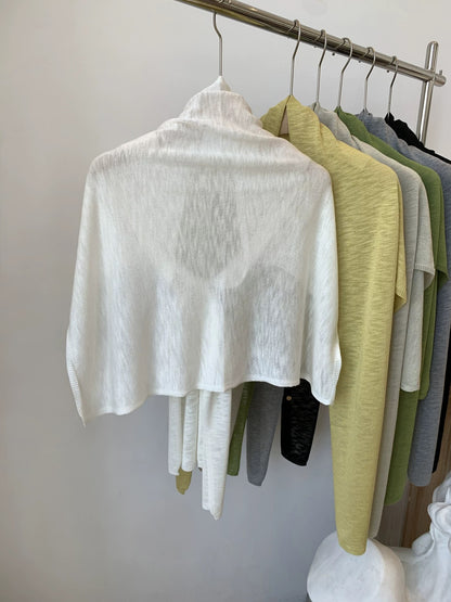 Solid Color Knit Shawl For Women In Coffer, Lightweight Summer Accessory