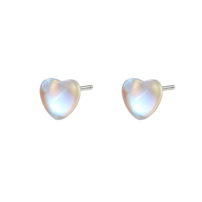 Heart Shape Stud Earrings For Women In Natural Pink Featuring S999 Silver And Platinum Plated With Sweet Style
