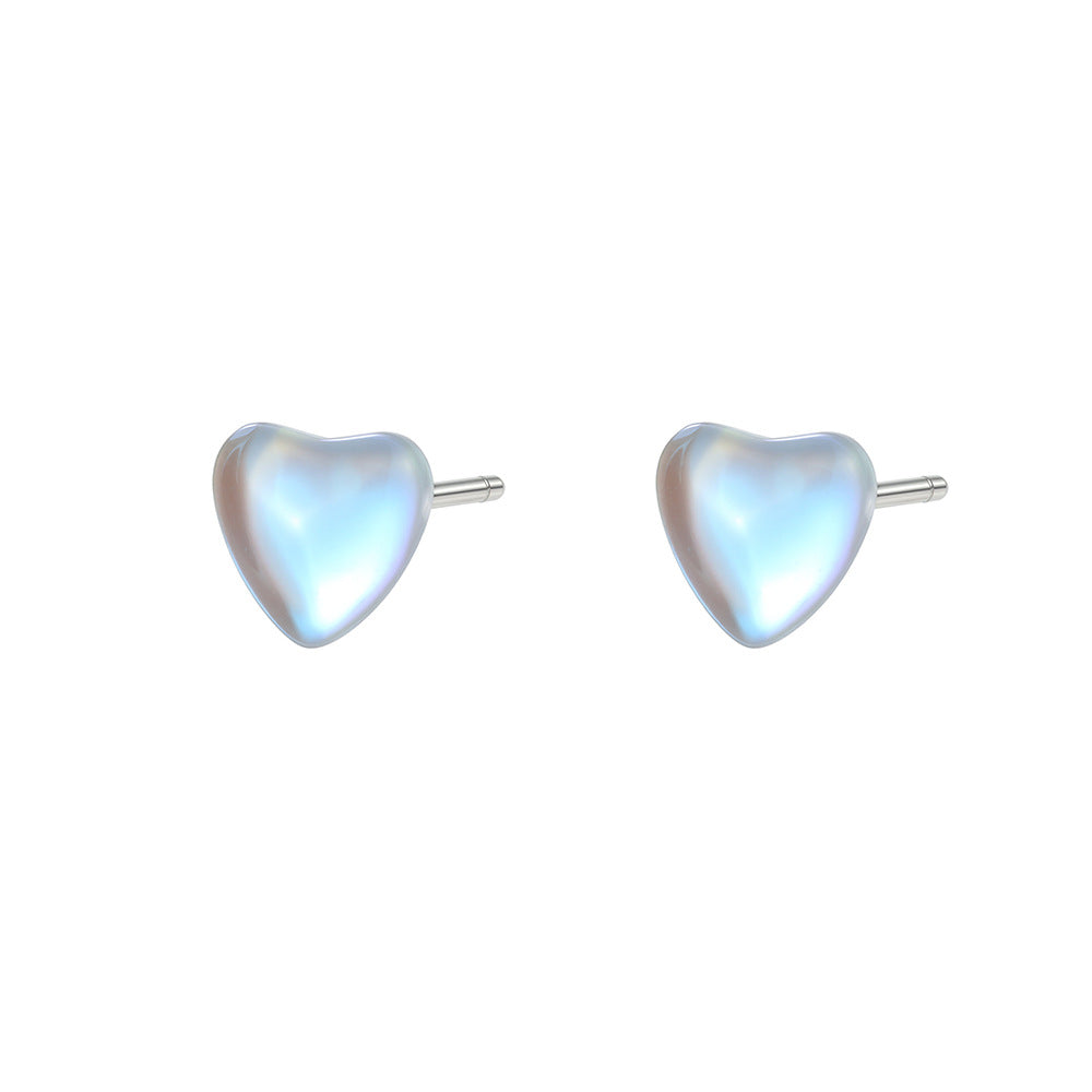 Heart Shape Stud Earrings For Women In Natural Pink Featuring S999 Silver And Platinum Plated With Sweet Style