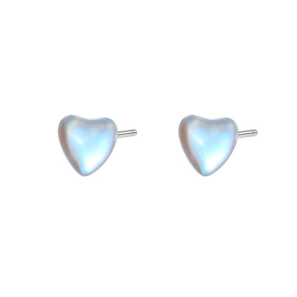 Heart Shape Stud Earrings For Women In Natural Pink Featuring S999 Silver And Platinum Plated With Sweet Style