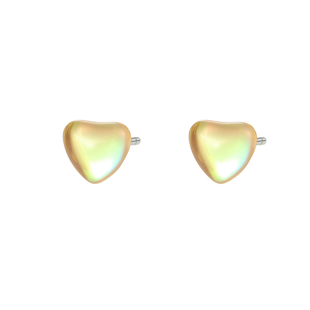 Heart Shape Stud Earrings For Women In Natural Pink Featuring S999 Silver And Platinum Plated With Sweet Style