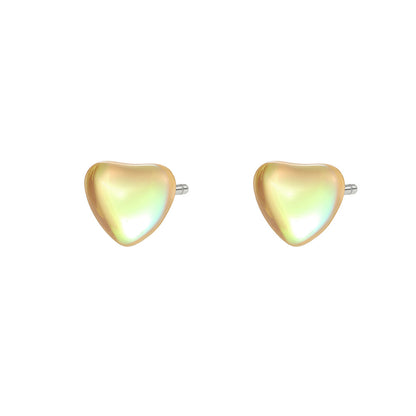 Heart Shape Stud Earrings For Women In Natural Pink Featuring S999 Silver And Platinum Plated With Sweet Style