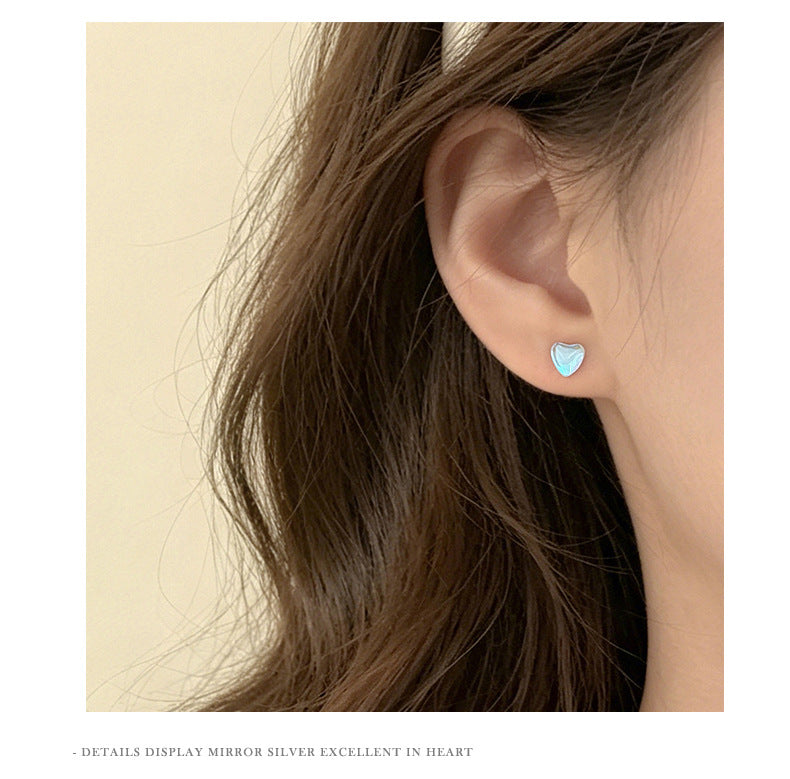Heart Shape Stud Earrings For Women In Natural Pink Featuring S999 Silver And Platinum Plated With Sweet Style