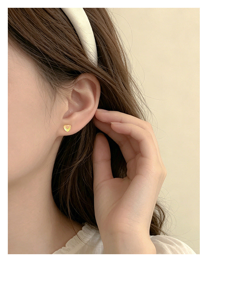 Heart Shape Stud Earrings For Women In Natural Pink Featuring S999 Silver And Platinum Plated With Sweet Style